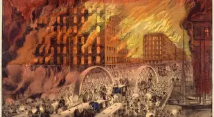 Great Chicago Fire Flames Illustration