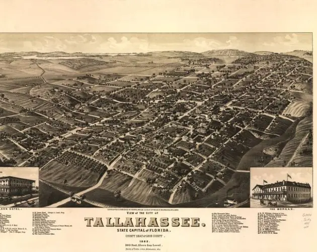 Illustrated Panoramic Maps Tallahassee Florida 1885