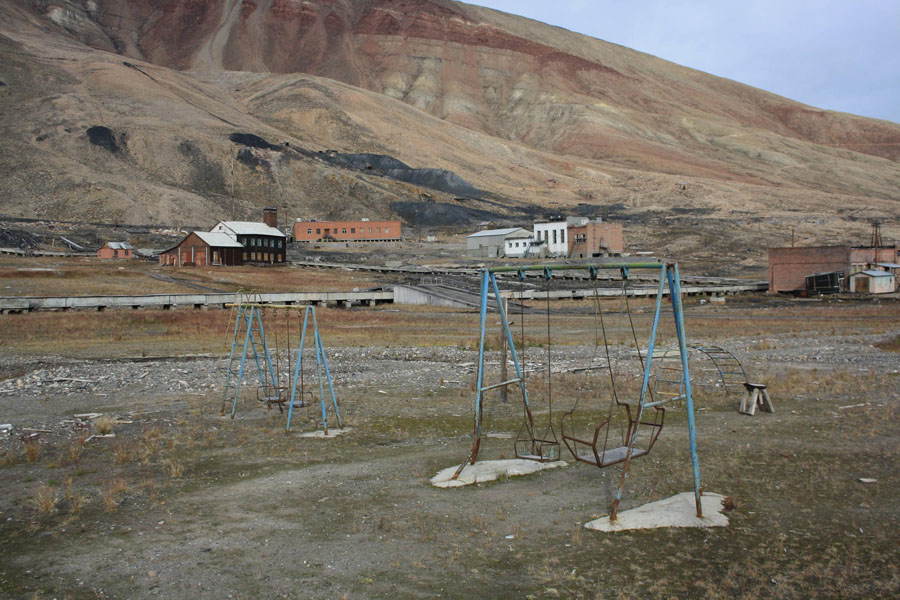 Abandoned Cities Rusting Swings In Pyramiden