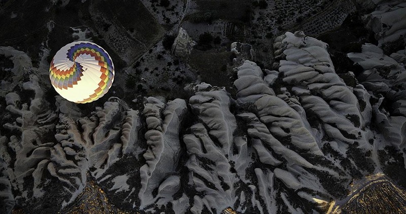 Aerial View of Hot Air Balloons