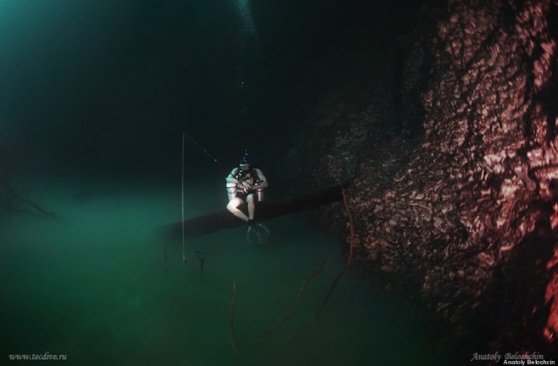 Diver "Fishes" Underwater