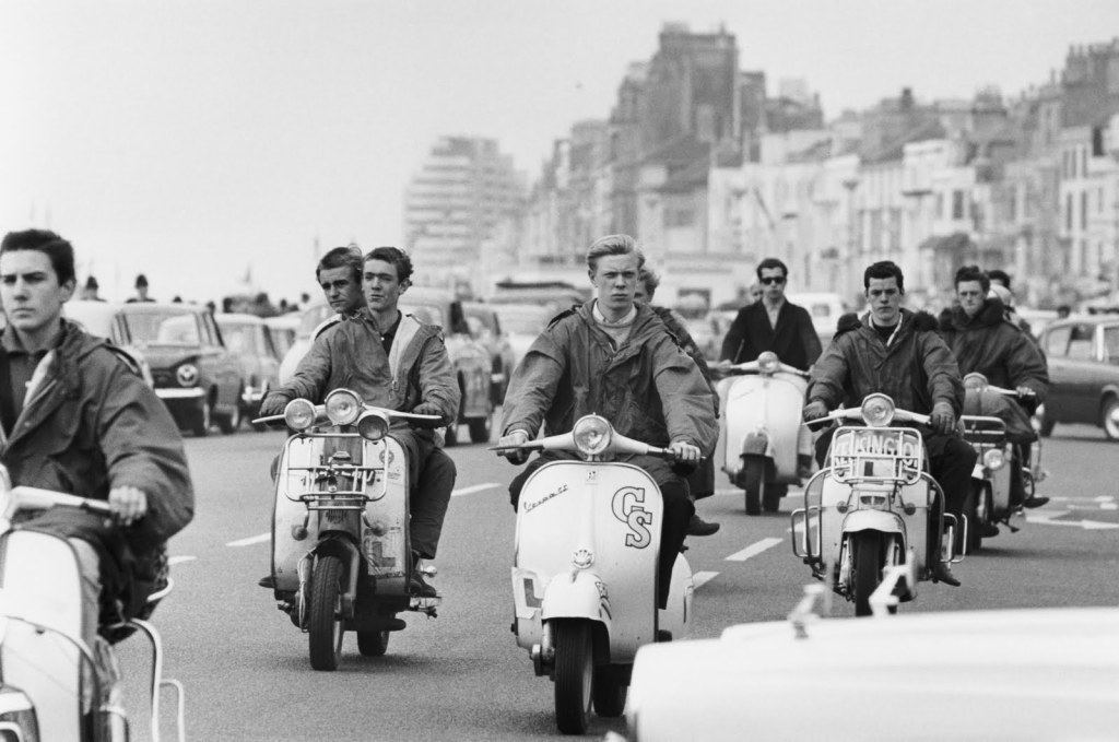 Mods On Mopeds In Britain.