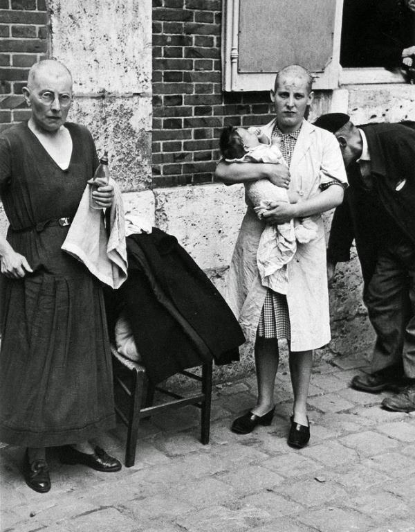 French women persecuted with shaved heads