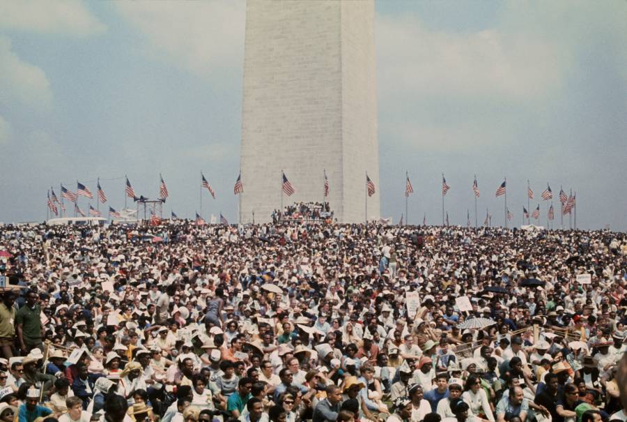 Crowd Around Washington Monument