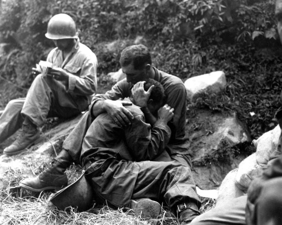 Soldier Comforting Friend Korea