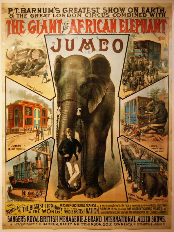 how jumbo the elephant went from "the greatest show on earth" to