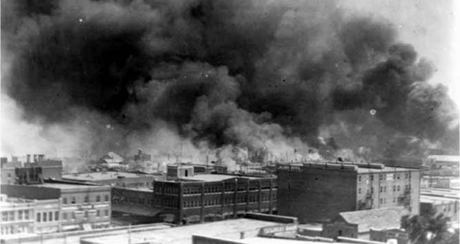 Smoke over Black Wall Street during the Tusla race riot