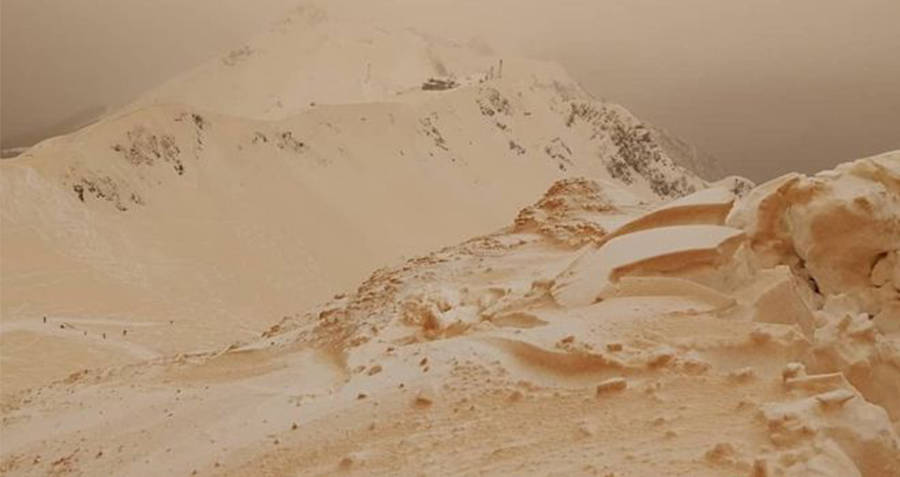 Mountians Orange Snow