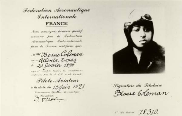 Bessie Coleman Pilot License
