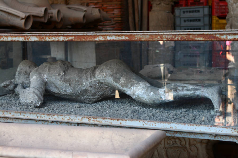 Encased Pompeii Body