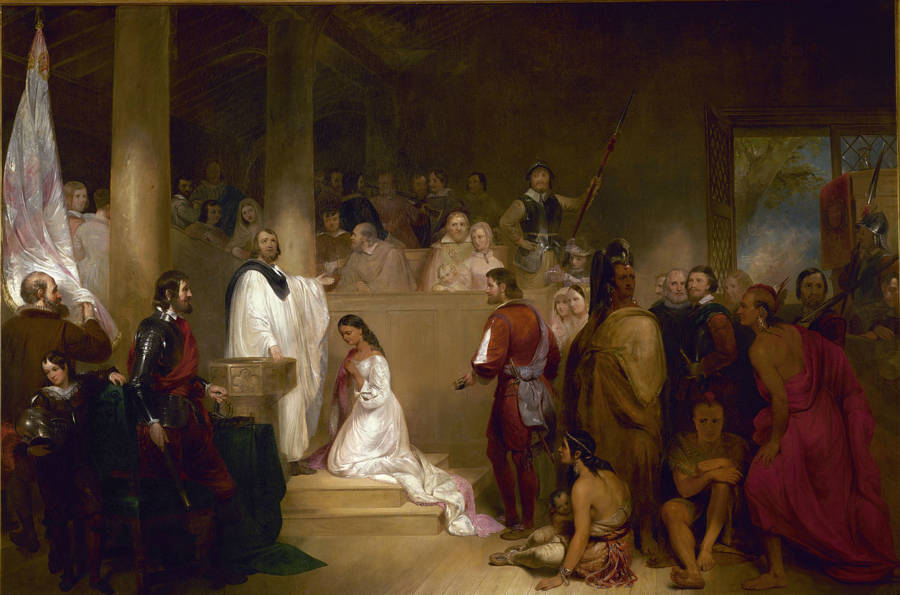 John Rolfe And Pocahontas Baptism