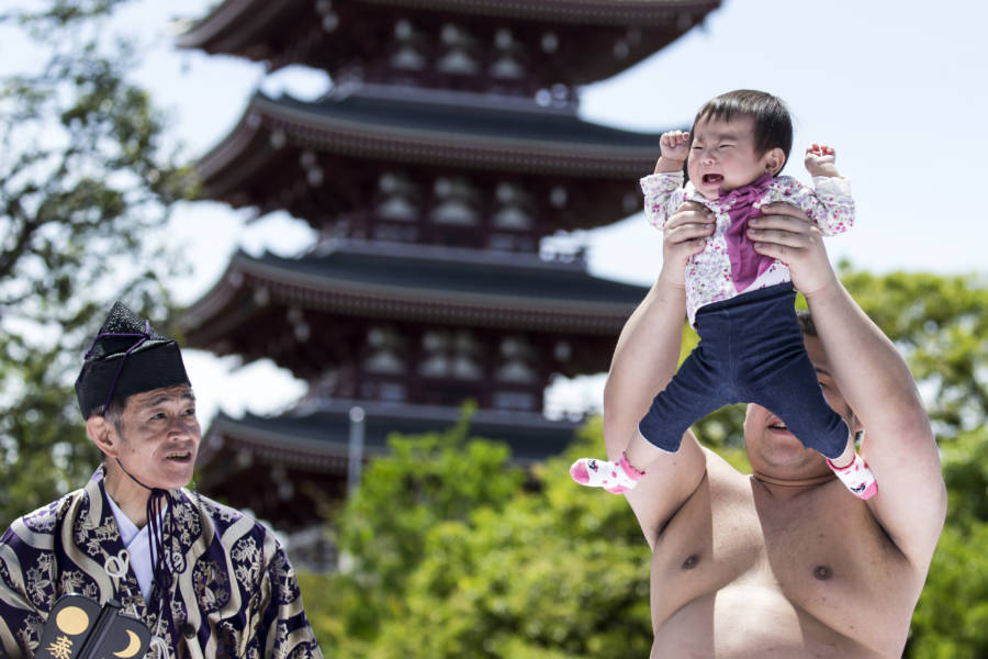 Babies Cry It Out In Japan S Naki Sumo Crying Baby Contest