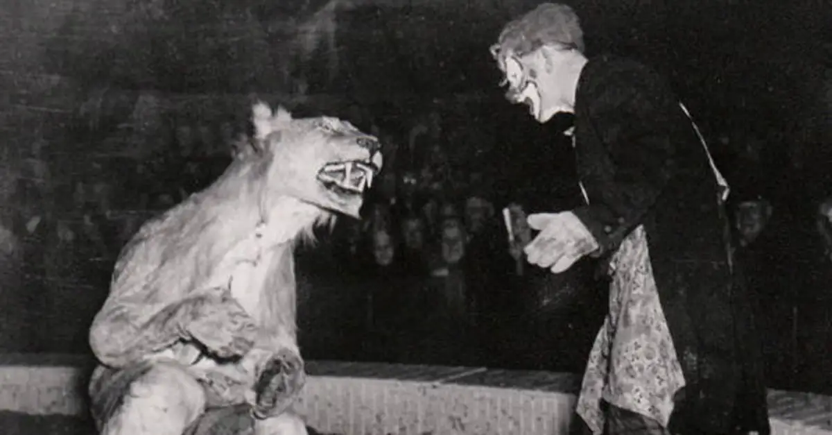 CLOWNS CIRCUS, Old Circus Advertisement with CLOWN AND BEAR ACROBAT
