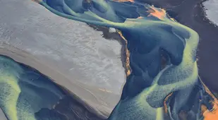Astounding Aerial Photography Glacial River In Iceland