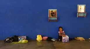 US-Mexico Border Blue Wall Girl