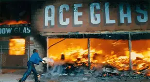 Burning Storefront During LA Riots