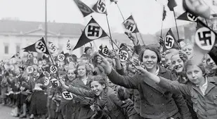 Germans Waving Nazi Flags