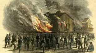 Burning Freedmens Schoolhouse Illustration