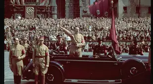 Color Photo Hitler Car Salute
