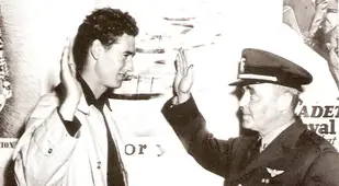 Ted Williams enlists in the navy