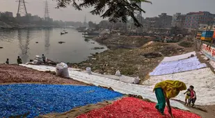 Colored Chips Of Plastic In Buriganga