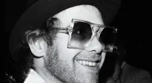 Elton John In Square Glasses Smiling