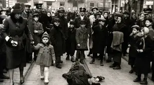 Warsaw Ghetto Passersby Ignoring Man