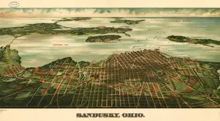 Illustrated Panoramic Maps Sandusky Ohio 1898