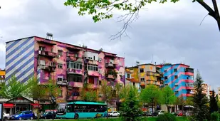 Painted Buildings In Tirana