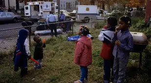 Children Watching Ambulance