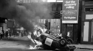Police Car Burning During The Brixton Riots