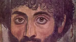 Fayum Mummy Portrait Of A Man With Curly Hair