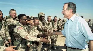 Bush Visiting Troops During The Gulf War