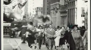 Pedestrians By The New York Public Library