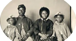 Black Union Soldier With His Family