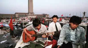 Demonstrators Playing Music