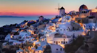 Beautiful Towns Santorini Evening