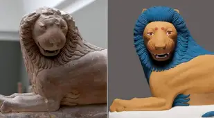 Loutraki Lion In White And Color