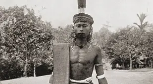 Dyak Man Holding Severed Head