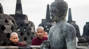 Monks And Buddha Statue