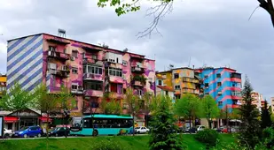 Painted Buildings In Tirana