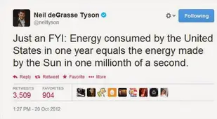 Neil DeGrasse Tyson Tweets US Energy