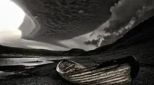 Abandoned Iceland Clouds Boat
