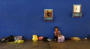 US-Mexico Border Blue Wall Girl