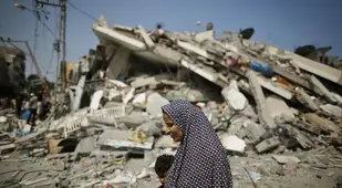 Occupied Palestine Woman Rubble