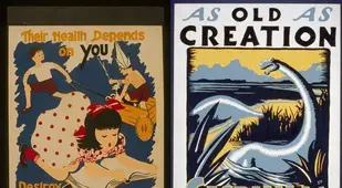 Vintage Health Posters Children Dinosaurs