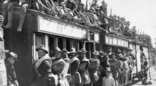 Men Head For Front Lines