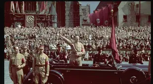 Color Photo Hitler Car Salute