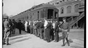 Deported Germans Lining Up