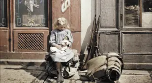 Autochrome Of Girl With Doll
